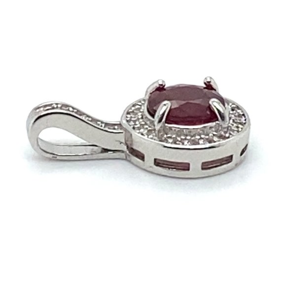 Red Tourmaline 1.00ct White Gold Finish Solid 925 Sterling Silver Pendant - Picture 6 of 7